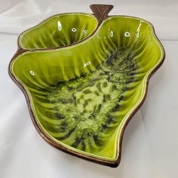 Treasure Craft USA No. 318 Vintage Leaf-Shaped Divided Serving Dish 13" MCM - Picture 8 of 16